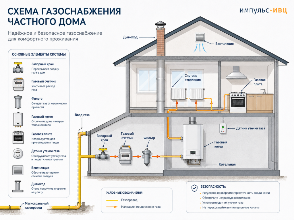 Схема газоснабжения частного дома