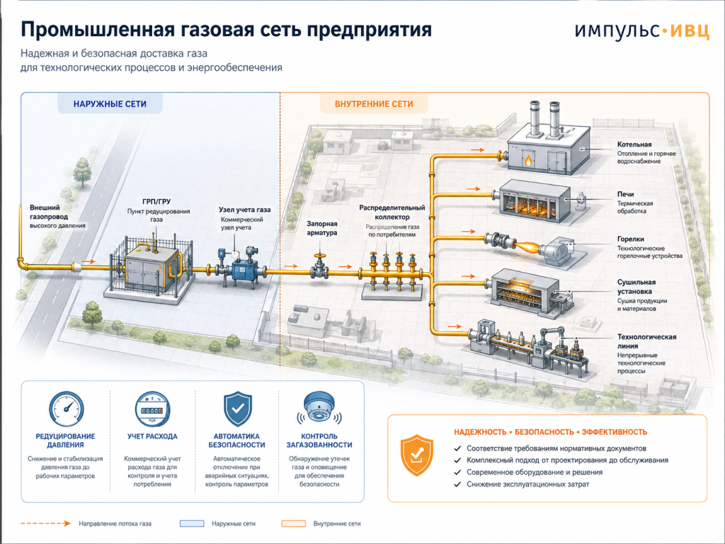 Промышленная газовая сеть предпиятия